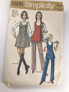 Vintage Simplicity 8916 Misses Size 12 Jumper Pants & Tunic Pattern - Picture 1 of 3