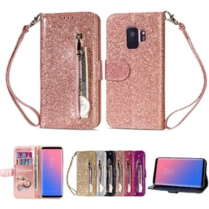 Bling Glitter Wallet Leather Case Flip Cover For Samsung S22 S21 S20 A12 A22 A13 - Picture 1 of 21