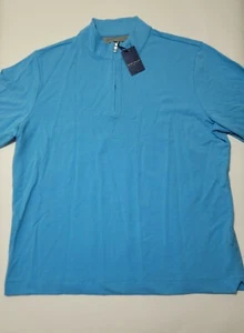 Nuevo con etiquetas Suéter Peter Millar XL Azul Golf Ace Algodón Modal Cuarto Cremallera Para Hombre - Imagen 1 de 12