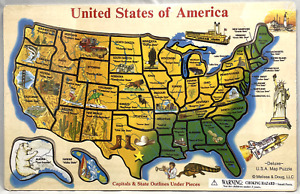 Melissa & Doug United States USA Map Deluxe Wooden Puzzle State Capitals NEW!
