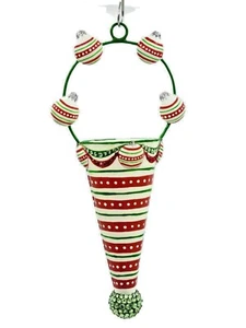 Patricia Breen Invierno Cornucopia Rayas Horizontales Navidad Vacaciones Adorno - Imagen 1 de 5