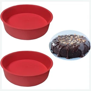 2x Silikon Kuchenform 20cm Rund Backform Antihaft BPA-frei Rot - Bild 1 von 2