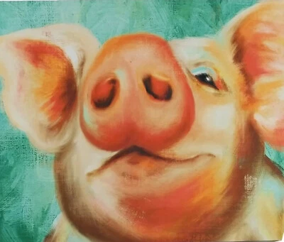 Canvas Pig Print 2017 Farmhouse Decor Wall 20 x 16 Dollar General Pig - Image 1 of 4