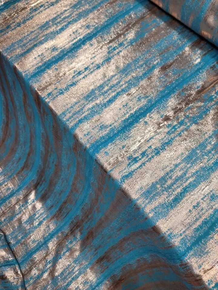 Tela Jacquard Brocado Dorado Turquesa y Metálico Vendida por Yarda Decoración  Foto 1 de 4