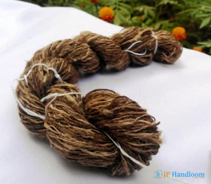 Blackish Raw Tussah SIlk Handspun Single Ply Yarn For Weaving, Knitting - 500 Gm - Picture 1 of 3