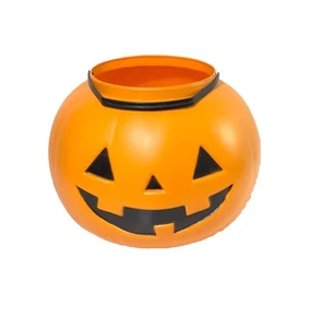 Vintage Giant Pumpkin Jack-O-Lantern Candy Bucket General Foam Blowmold 13x15 - Picture 1 of 8