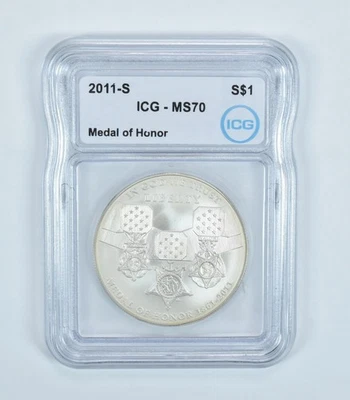 2011-S Medal Of Honor Commemorative Silver Dollar MS70 ICG *4409 - Image 1 of 4
