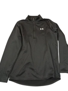 Under Armour Sz M Men's Fleece 1/4 Zip Pullover Jacket Black White 1359855 - Picture 1 of 4