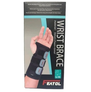 FEATOL Handgelenkbandage Small Medium Links Samt Schaum Handtuch Karpaltunnelsyndrom - Bild 1 von 5