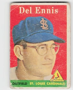 1958 Topps #60a nombre Del Ennis en letras amarillas - Imagen 1 de 2