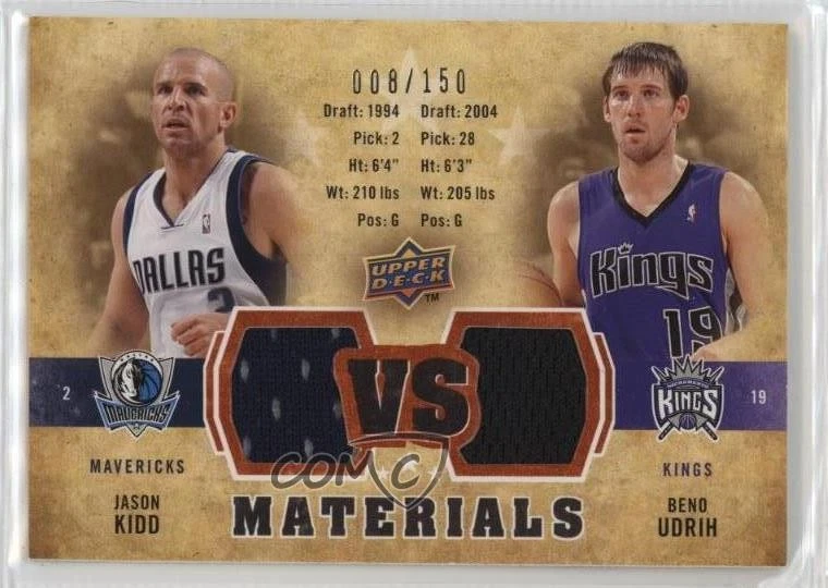 2009 Upper Deck VS Dual Materials Bronze /150 Jason Kidd Beno Udrih #VS-KU HOF - Image 1 of 2