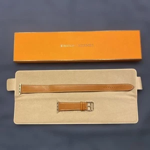 Apple Watch Hermès Brown Leather Band for Stainless Steel 44mm Case Unisex - Photo 1/7