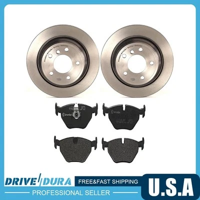 Brembo Rear Disc Brake Rotors Ceramic Brake Pads for 2001-2003 BMW 525i - Image 1 of 4
