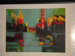 Mouly 'LE PORT BLUE"/ap-hs/30.5"X21.5"/coa/unframed - Picture 1 of 8