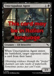 MTG UNSCRUPULOUS AGENT FOIL EXC - AGENTE SPREGIUDICATA 109 - MKM - MAGIC - Picture 1 of 1