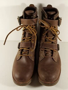 Polo Ralph Lauren Leather Boots Maurice Strap Buckle Brown Mens 12 D - Picture 1 of 10