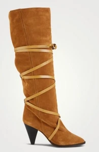 Isabel Marant Lophie Beige Tan Suede Tall Boots Tie Detail 38 (US 8) NEW $1500 - Picture 1 of 8