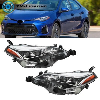 Faros halógenos negros para Toyota Corolla SE XSE XLE 2017-2019 lado izquierdo y derecho Foto 1 de 4
