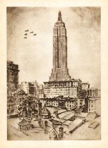 Grabado Anton Schutz 1939 "Lo viejo y lo nuevo" (Edificio del Estado del Imperio) - Imagen 1 de 5