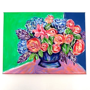 Original Floral Acrylic Painting Canvas Glows 9” X 12” “Glow Forth And Grow” - Picture 1 of 5