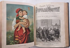Frank Leslie's Popular Monthly 1885 rare leather book 100's wood engraved images - Imagen 1 de 17