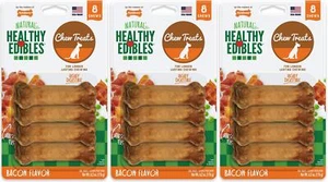 Nylabone Healthy Edibles Bacon Flavored Dog Chews 3 Pack 6.2 Ounce Snacks - Picture 1 of 5