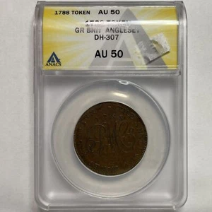 1788 Anglesey-Druid DH-307 Conder Token ANACS AU-50 Coin #12618T - Picture 1 of 4