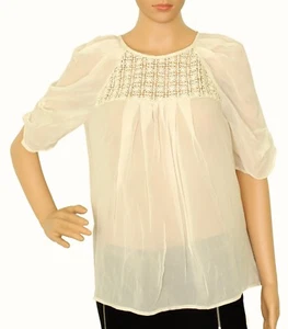Isabel Marant Top Women's Cotton Embroidered Laced Blouse Tunic Top Size M 38 - Picture 1 of 7