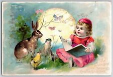 Woolson Spice Co. Child Teaching Animals Outdoors Large Victorian Trade Card  