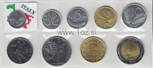 ITALY SET 1986 - 9 coins 1986 (1, 2, 5, 10, 20, 50, 100, 200, 500 LIRE) UNC - Picture 1 of 5