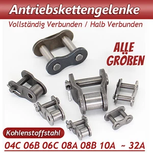 04C/06B~32A Verschlußglied Kettenschloss Für Rollenkette Voll Halb Antriebskette - Picture 1 of 37