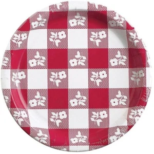 Red Gingham Plates, 10" Banquet 8CT - Picture 1 of 1