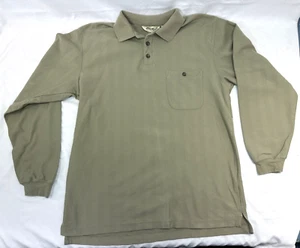 Eddie Bauer Polo Shirt Green Short Sleeve Pocket 1/4 Button Mens Large L - Picture 1 of 10