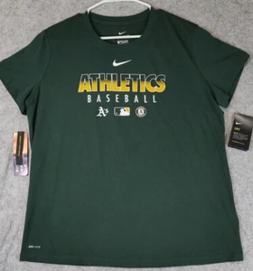 Nike Dry Fit Oakland Athletics A's Baseball T-Shirt Women’s Sz XL MLB Green NWT - Picture 1 of 24