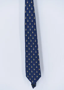 Alberto Piano Silk Eiffel Tower Tie Made In Itay - Picture 1 of 10