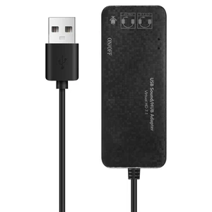 3 Port Usb 2.0 Hub External 7.1Ch Sound Card Headset Microphone Adapter For7393 - Picture 1 of 7