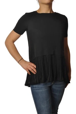 Camiseta m/c con plisado sul fondo para mujer Dondup Cut it XS-S Color nero Foto 1 de 4