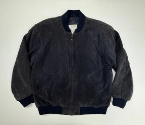 Arizona Jean Company Faded Black/Gray Leather Suede Bomber Jacket Men's Size L - Picture 1 of 11