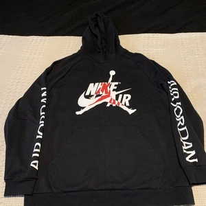 Men’s Nike Air Jordan XXL Hoodie Pullover Black/White/Red Swoosh - Picture 1 of 9