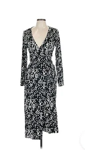 Diane von Furstenberg Damen Midi Wickelkleid V-Ausschnitt Langarm X-Small Neu - Bild 1 von 6
