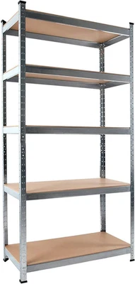 Scaffale 5 Ripiani in MDF Modulabile Metallo zincato e Ripiani in Legno | 90LX40 - Immagine 1 di 4