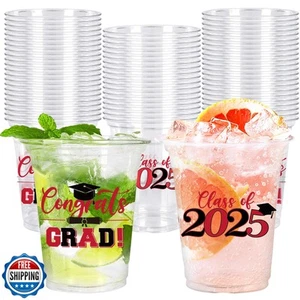 Whaline 50Pcs 12oz Graduation Disposable Cups Class of 2025 Plastic Party Cup - Picture 1 of 5