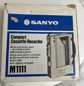 VTG Sanyo Compact Cassette Tape Recorder Player M1111 Power Supply Tested Works - Picture 1 of 10