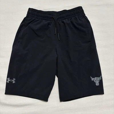 Boys Under Armour Project Rock Utility Shorts Black Youth Medium Heatgear EUC - Image 1 of 4