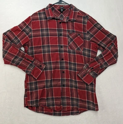Volcom Button Up Shirt Mens XL Red Plaid Long Sleeve Modern Fit Heavy - Image 1 of 4