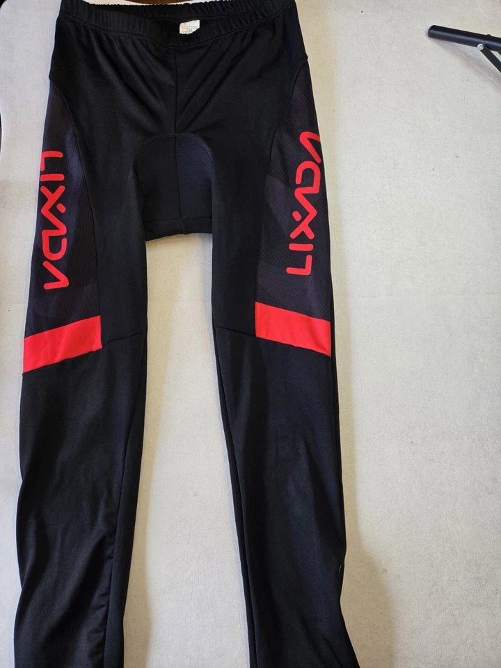 Meia-calça de ciclismo Lixada acolchoada térmica lã zíper tornozelo reflexivo preta masculina G - Imagem 1 de 4