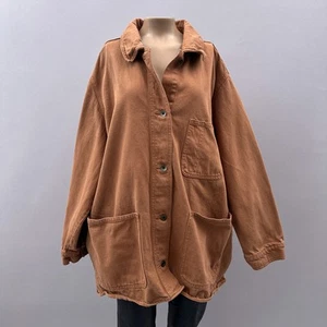 Old Navy Jacket Women 3X Brown Denim Workwear Shacket Barn Chore Workwear - Picture 1 of 10