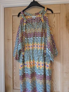 Maggy London Unique Cold Shoulder Patterned Summer Dress Size 14 - Picture 1 of 8