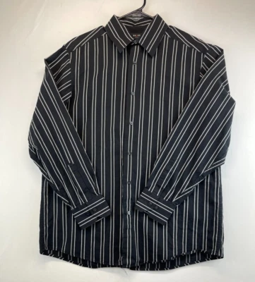 Camisa social Axcess - Masculina grande - Preta com listras brancas - 100% algodão (1639) - Imagem 1 de 4