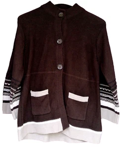 Columbia Mujer Suéter Talla S Marrón Cárdigan Botones Bolsillos Bordado Textura - Imagen 1 de 8